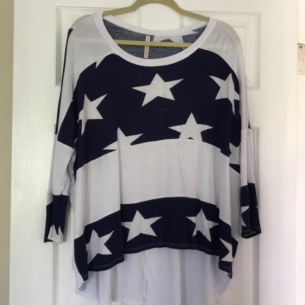 Navy and white blouse